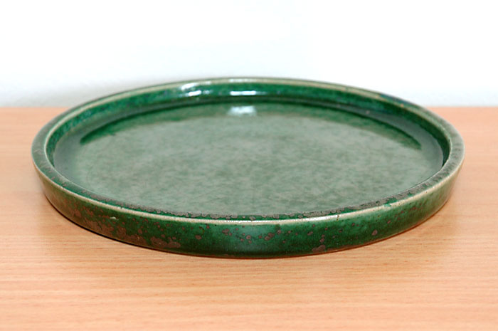 織部釉丸水盤（Oribe glaze suiban）0017-2・Syoko Kunii bonsai pot of Best Selection｜國井正子盆栽鉢作家のベストセレクション