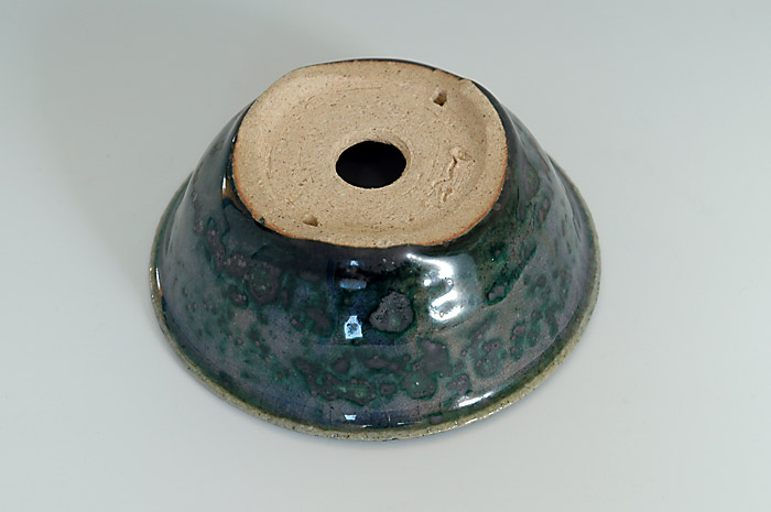 織部釉丸盆栽鉢（Oribe glaze bonsai pot）0023-2・Syoko Kunii bonsai pot of Best Selection｜國井正子盆栽鉢作家のベストセレクション