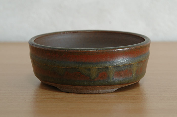 黄瀬戸マット釉丸盆栽鉢(Matt Seto yellow glaze bonsai pot)p0003-1・Syoko Kunii bonsai pot of Best Selection|國井正子盆栽鉢作家のベストセレクション