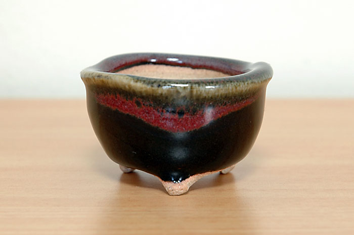 國井正子盆栽鉢のベストセレクション｜黒天目釉丸盆栽鉢（Tenmoku black glaze bonsai pot）0007・Syoko Kunii bonsai pot of Best Selection