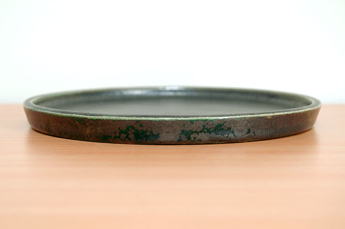 織部釉丸水盤（Oribe glaze suiban）0020-1・Syoko Kunii bonsai pot of Best Selection｜國井正子盆栽鉢作家のベストセレクション