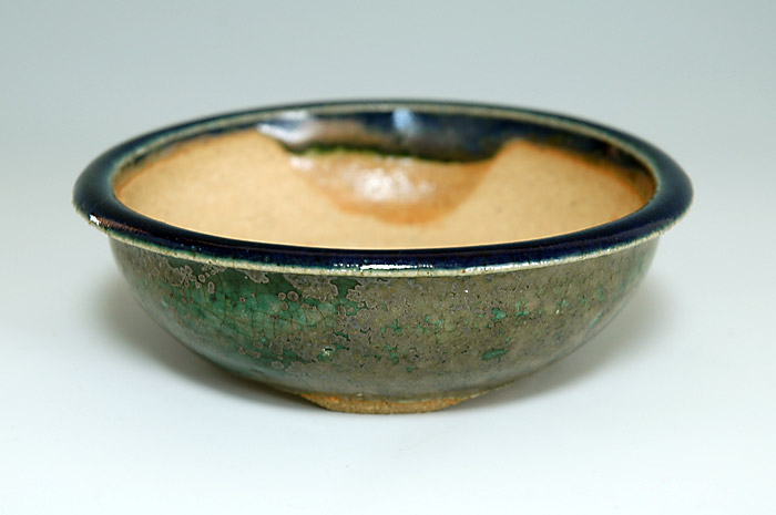 織部釉丸盆栽鉢（Oribe glaze bonsai pot）0024-2・Syoko Kunii bonsai pot of Best Selection｜國井正子盆栽鉢作家のベストセレクション