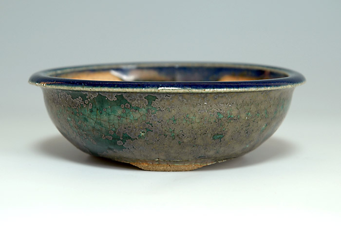 織部釉丸盆栽鉢（Oribe glaze bonsai pot）0024-1・Syoko Kunii bonsai pot of Best Selection｜國井正子盆栽鉢作家のベストセレクション