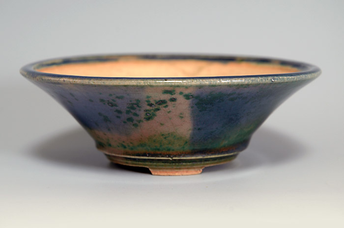 織部釉丸盆栽鉢（Oribe glaze bonsai pot）0042-1・Syoko Kunii bonsai pot of Best Selection｜國井正子盆栽鉢作家のベストセレクション