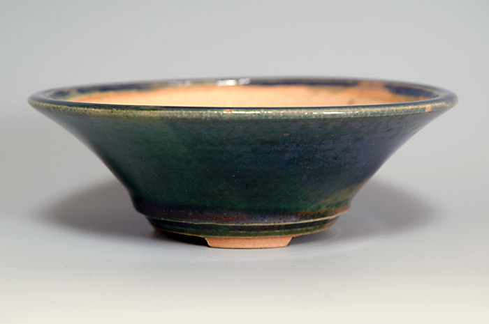 織部釉丸盆栽鉢（Oribe glaze bonsai pot）0042-2・Syoko Kunii bonsai pot of Best Selection｜國井正子盆栽鉢作家のベストセレクション