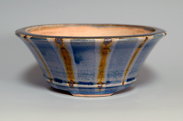 下絵付透明釉丸盆栽鉢（Glaze with design bonsai pot）0048-1・Syoko Kunii bonsai pot of Best Selection｜國井正子盆栽鉢作家のベストセレクション