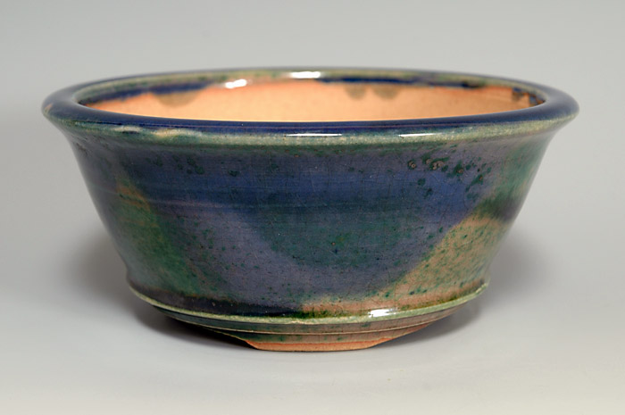 織部釉丸盆栽鉢（Oribe glaze bonsai pot）0052-1・Syoko Kunii bonsai pot of Best Selection｜國井正子盆栽鉢作家のベストセレクション