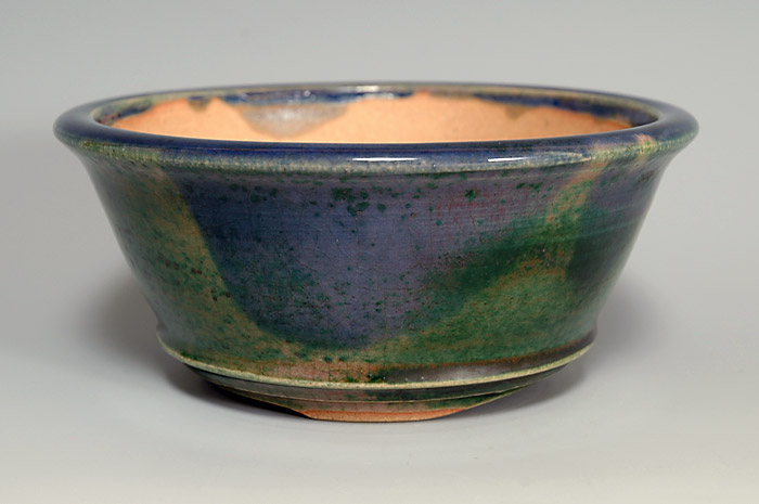 織部釉丸盆栽鉢（Oribe glaze bonsai pot）0052-2・Syoko Kunii bonsai pot of Best Selection｜國井正子盆栽鉢作家のベストセレクション