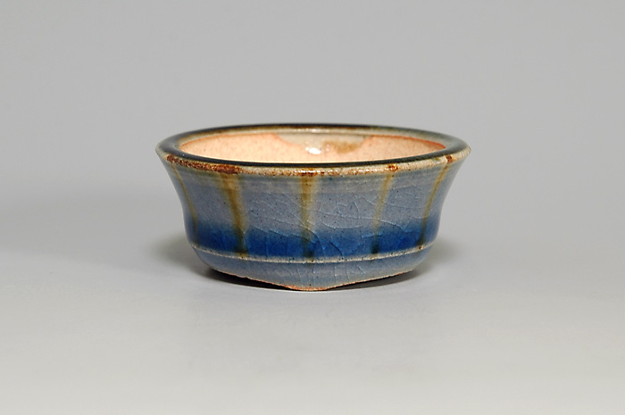 下絵付透明釉丸盆栽鉢（Glaze with design bonsai pot）0060-1・Syoko Kunii bonsai pot of Best Selection｜國井正子盆栽鉢作家のベストセレクション