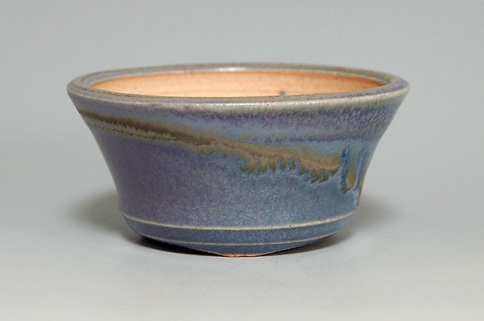 トルコ紺釉丸盆栽鉢（Turkish blue glaze bonsai pot）0063-1・Syoko Kunii bonsai pot of Best Selection｜國井正子盆栽鉢作家のベストセレクション