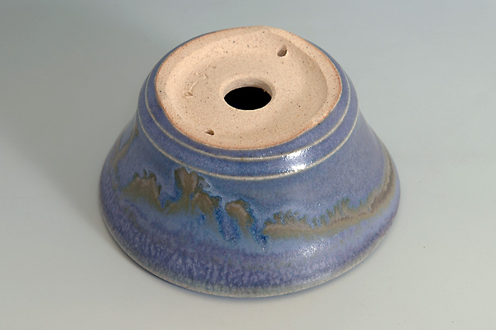 トルコ紺釉丸盆栽鉢（Turkish blue glaze bonsai pot）0063-2・Syoko Kunii bonsai pot of Best Selection｜國井正子盆栽鉢作家のベストセレクション