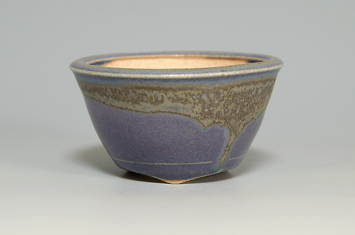 トルコ紺釉丸盆栽鉢（Turkish blue glaze bonsai pot）0064-1・Syoko Kunii bonsai pot of Best Selection｜國井正子盆栽鉢作家のベストセレクション