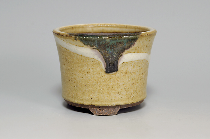 うのふ釉丸盆栽鉢（Unofu glaze bonsai pot）0072-1・Syoko Kunii bonsai pot of Best Selection｜國井正子盆栽鉢作家のベストセレクション