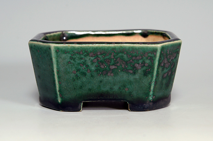 國井正子盆栽鉢のベストセレクション｜織部釉長方盆栽鉢（Oribe glaze bonsai pot）0079・Syoko Kunii bonsai pot of Best Selection