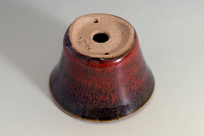 國井正子盆栽鉢のベストセレクション｜辰砂釉丸盆栽鉢（Flambe glaze bonsai pot）0081-2・Syoko Kunii bonsai pot of Best Selection
