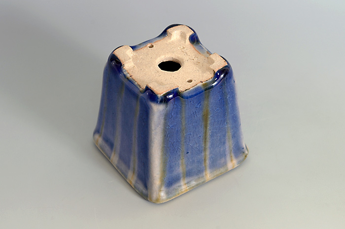 下絵付透明釉正方盆栽鉢(Glaze with design bonsai pot)0083-3・Syoko Kunii bonsai pot of Best Selection|國井正子盆栽鉢作家のベストセレクション