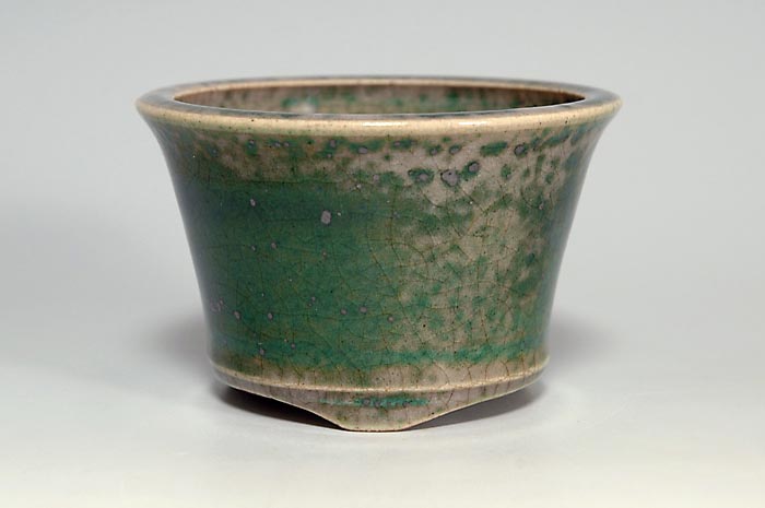 織部釉丸盆栽鉢（Oribe glaze bonsai pot）0088-1・Syoko Kunii bonsai pot of Best Selection｜國井正子盆栽鉢作家のベストセレクション