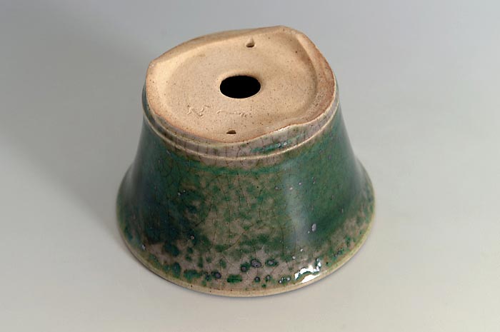 織部釉丸盆栽鉢(Oribe glaze bonsai pot)0088-2・Syoko Kunii bonsai pot of Best Selection|國井正子盆栽鉢作家のベストセレクション