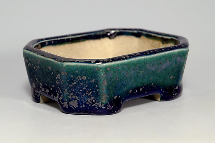 織部釉長方盆栽鉢（Oribe glaze bonsai pot）0089-2・Syoko Kunii bonsai pot of Best Selection｜國井正子盆栽鉢作家のベストセレクション