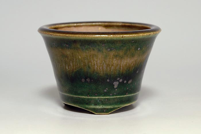 織部釉丸盆栽鉢（Oribe glaze bonsai pot）0091-2・Syoko Kunii bonsai pot of Best Selection｜國井正子盆栽鉢作家のベストセレクション