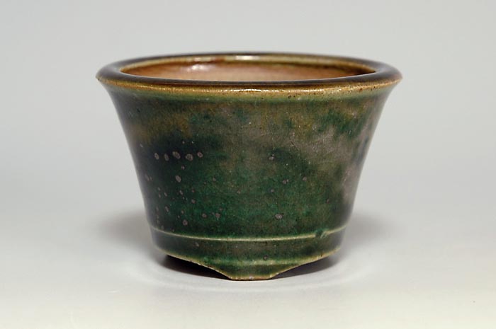 織部釉丸盆栽鉢（Oribe glaze bonsai pot）0091-3・Syoko Kunii bonsai pot of Best Selection｜國井正子盆栽鉢作家のベストセレクション