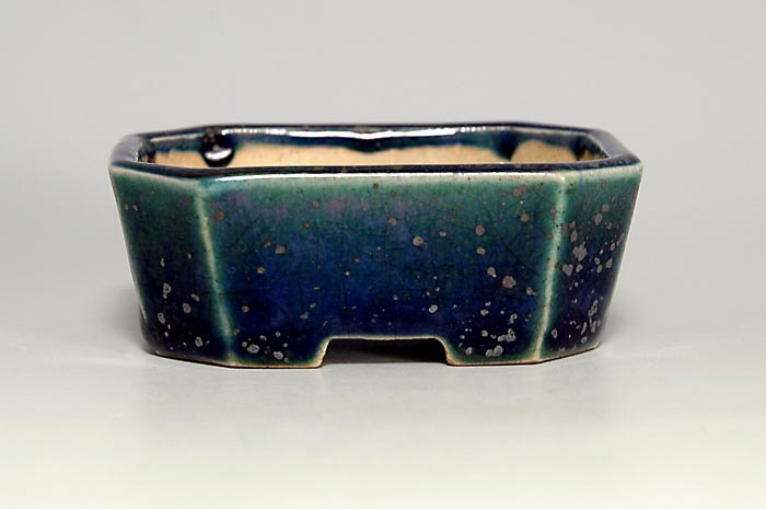 織部釉長方盆栽鉢（Oribe glaze bonsai pot）0099-1・Syoko Kunii bonsai pot of Best Selection｜國井正子盆栽鉢作家のベストセレクション