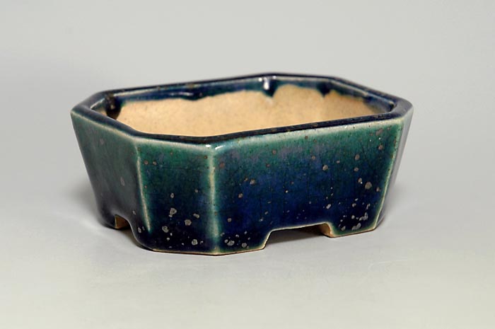 織部釉長方盆栽鉢（Oribe glaze bonsai pot）0099-2・Syoko Kunii bonsai pot of Best Selection｜國井正子盆栽鉢作家のベストセレクション