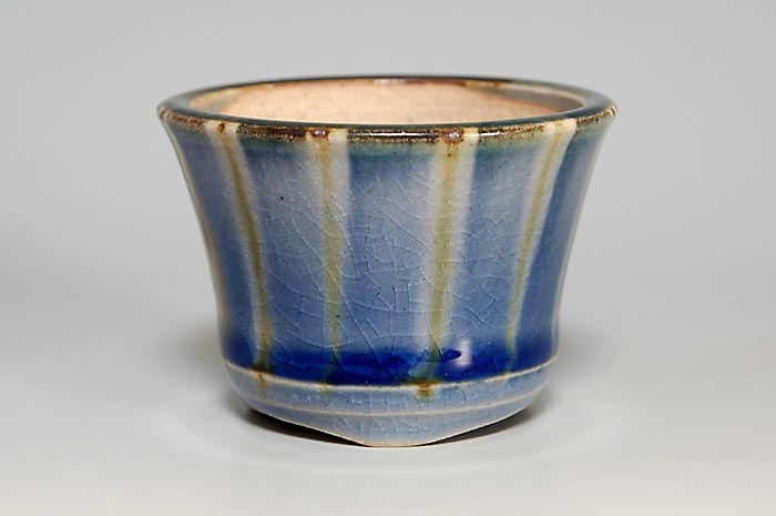 下絵付透明釉丸盆栽鉢（Glaze with design bonsai pot）0100-1・Syoko Kunii bonsai pot of Best Selection｜國井正子盆栽鉢作家のベストセレクション