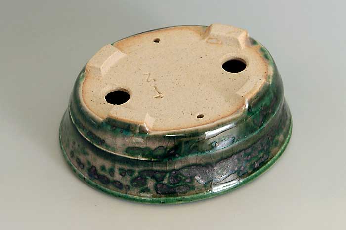 織部釉楕円盆栽鉢(Oribe glaze bonsai pot)0109-3・Syoko Kunii bonsai pot of Best Selection|國井正子盆栽鉢作家のベストセレクション