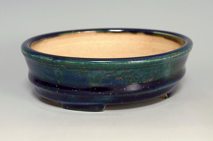 織部釉楕円盆栽鉢(Oribe glaze bonsai pot)0110-2・Syoko Kunii bonsai pot of Best Selection|國井正子盆栽鉢作家のベストセレクション