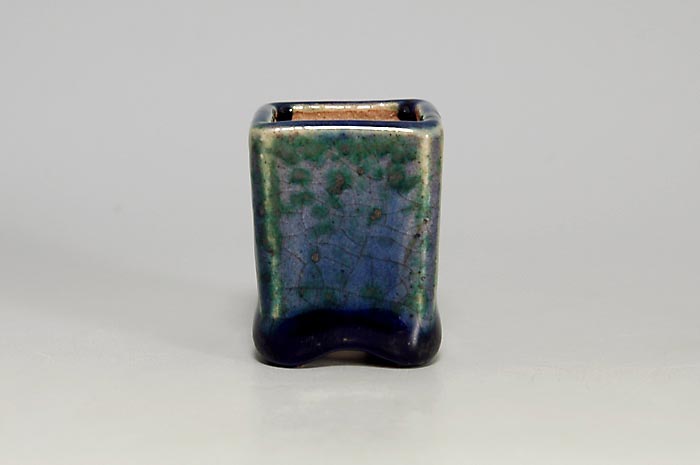 織部釉正方懸崖盆栽鉢(Oribe glaze bonsai pot)0113-1・Syoko Kunii bonsai pot of Best Selection|國井正子盆栽鉢作家のベストセレクション