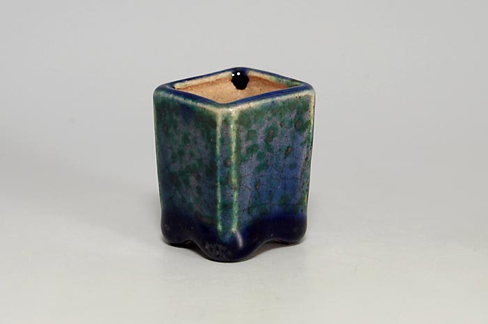 織部釉正方懸崖盆栽鉢(Oribe glaze bonsai pot)0113-2・Syoko Kunii bonsai pot of Best Selection|國井正子盆栽鉢作家のベストセレクション