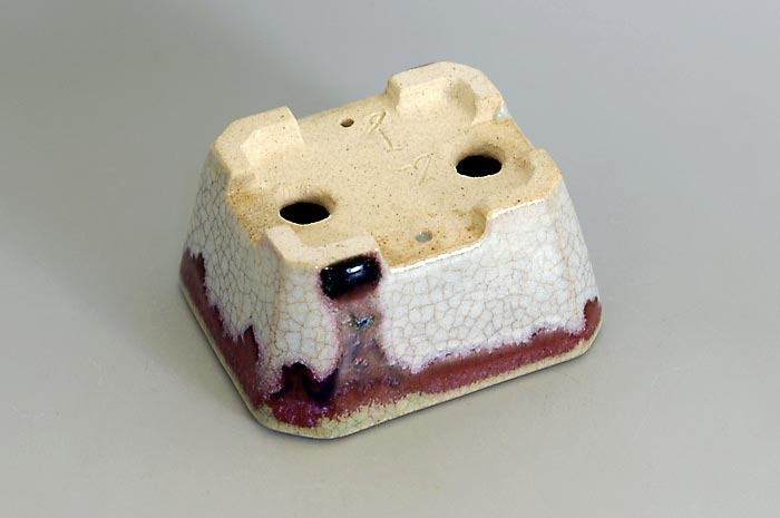月白釉長方盆栽鉢(Mon white glaze bonsai pot)0117-3・Syoko Kunii bonsai pot of Best Selection|國井正子盆栽鉢作家のベストセレクション