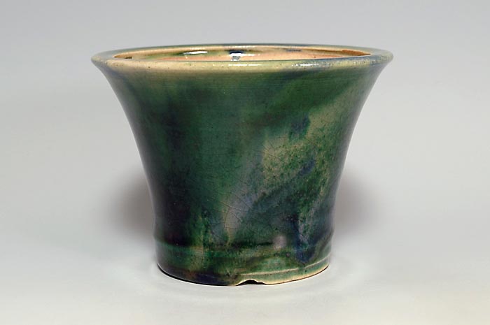 織部釉丸盆栽鉢（Oribe glaze bonsai pot）0118-1・Syoko Kunii bonsai pot of Best Selection｜國井正子盆栽鉢作家のベストセレクション