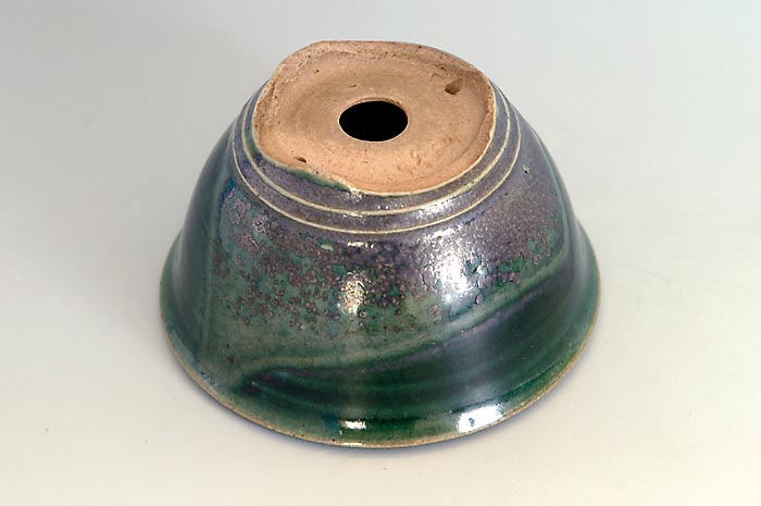 織部釉丸盆栽鉢(Oribe glaze bonsai pot)0119-2・Syoko Kunii bonsai pot of Best Selection|國井正子盆栽鉢作家のベストセレクション