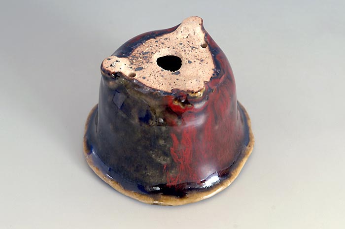 辰砂釉丸盆栽鉢(Flambe glaze bonsai pot)0120-3・Syoko Kunii bonsai pot of Best Selection|國井正子盆栽鉢作家のベストセレクション