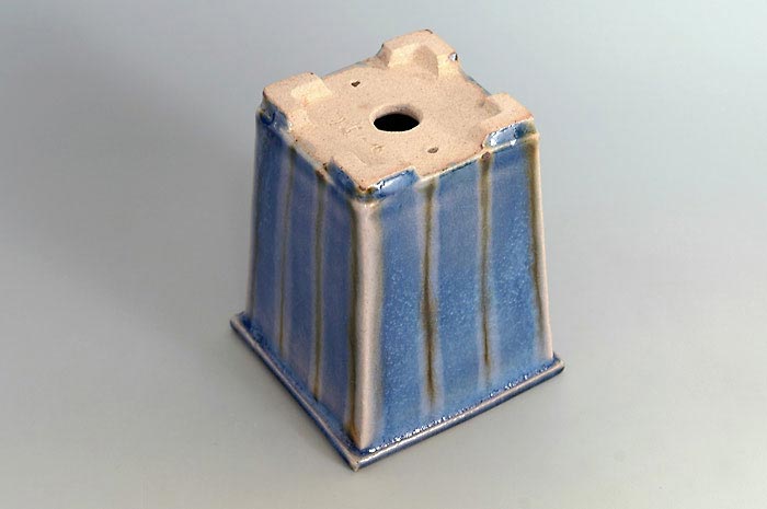 下絵付透明釉正方懸崖盆栽鉢(Glaze with design bonsai pot)0121-3・Syoko Kunii bonsai pot of Best Selection|國井正子盆栽鉢作家のベストセレクション
