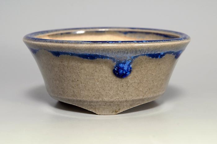 青磁釉丸盆栽鉢（Celadon glaze bonsai pot）0128-1・Syoko Kunii bonsai pot of Best Selection｜國井正子盆栽鉢作家のベストセレクション