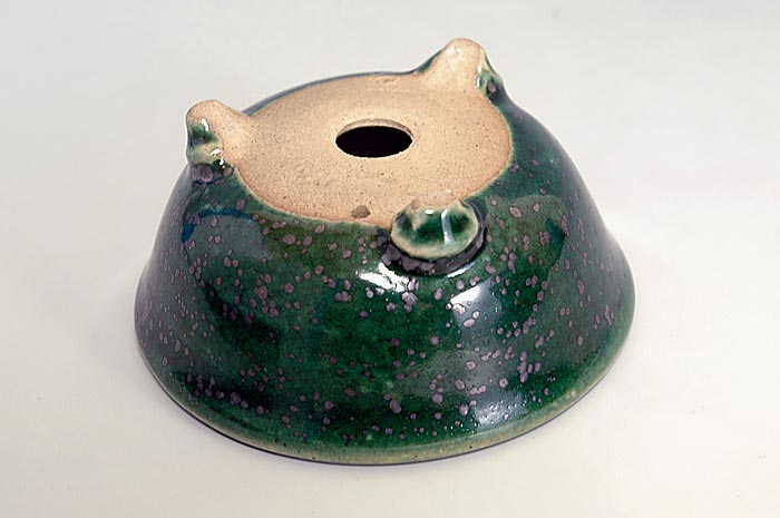 織部釉丸盆栽鉢(Oribe glaze bonsai pot)0136-2・Syoko Kunii bonsai pot of Best Selection|國井正子盆栽鉢作家のベストセレクション