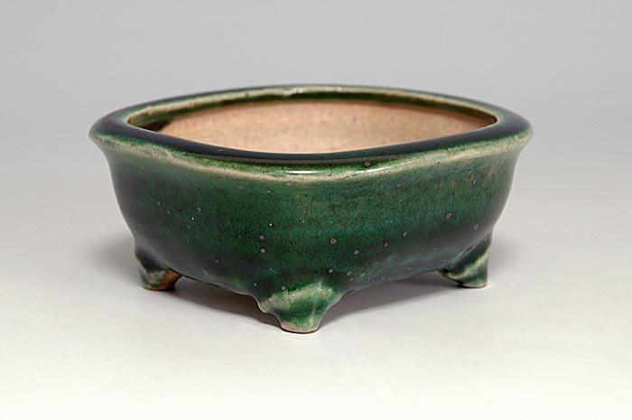 織部釉長方盆栽鉢(Oribe glaze bonsai pot)0137-2・Syoko Kunii bonsai pot of Best Selection|國井正子盆栽鉢作家のベストセレクション