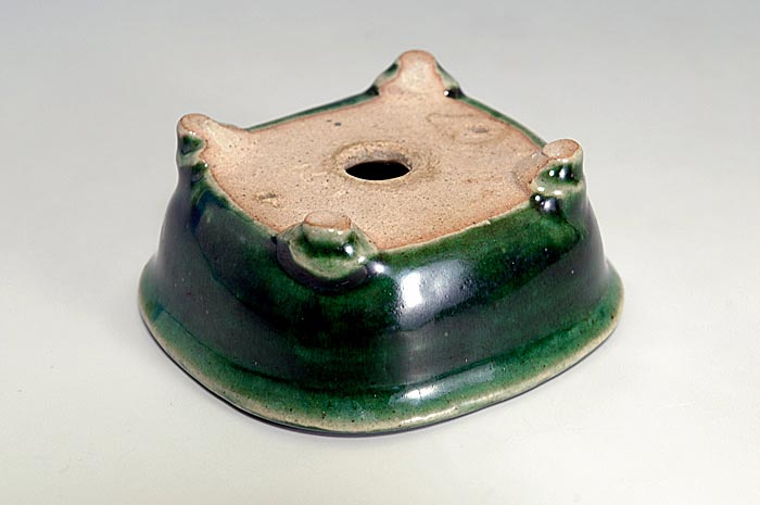 織部釉長方盆栽鉢(Oribe glaze bonsai pot)0137-3・Syoko Kunii bonsai pot of Best Selection|國井正子盆栽鉢作家のベストセレクション
