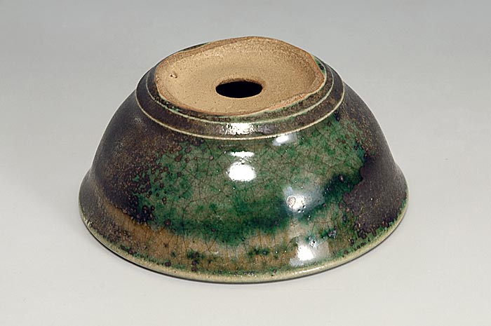 織部釉丸盆栽鉢(Oribe glaze bonsai pot
)0144-2・Syoko Kunii bonsai pot of Best Selection|國井正子盆栽鉢作家のベストセレクション