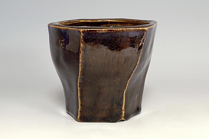 國井正子盆栽鉢のベストセレクション｜黒天目釉六角盆栽鉢（Tenmoku black glaze bonsai pot）0147・Syoko Kunii bonsai pot of Best Selection