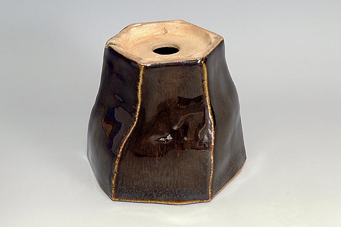 國井正子盆栽鉢のベストセレクション｜黒天目釉六角盆栽鉢（Tenmoku black glaze bonsai pot）0147-3・Syoko Kunii bonsai pot of Best Selection