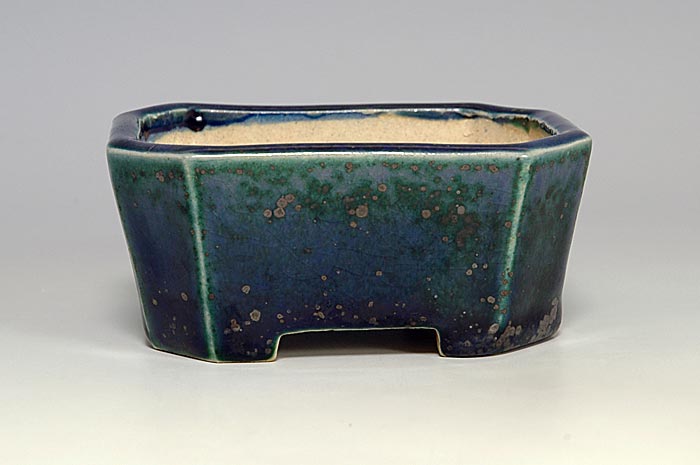 織部釉長方盆栽鉢（Oribe glaze bonsai pot）0152-1・Syoko Kunii bonsai pot of Best Selection｜國井正子盆栽鉢作家のベストセレクション