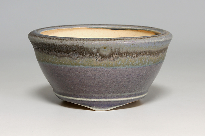 トルコ紺釉丸盆栽鉢（Turkish blue glaze bonsai pot）0160-1・Syoko Kunii bonsai pot of Best Selection｜國井正子盆栽鉢作家のベストセレクション